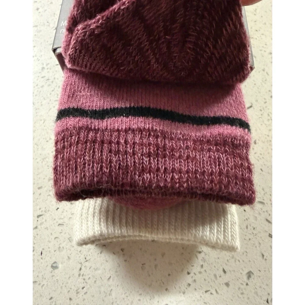 Luxe Cashmere Blend Ladies Reindeer Socks Ivory Pink 2 Pair Stocking Stuffer